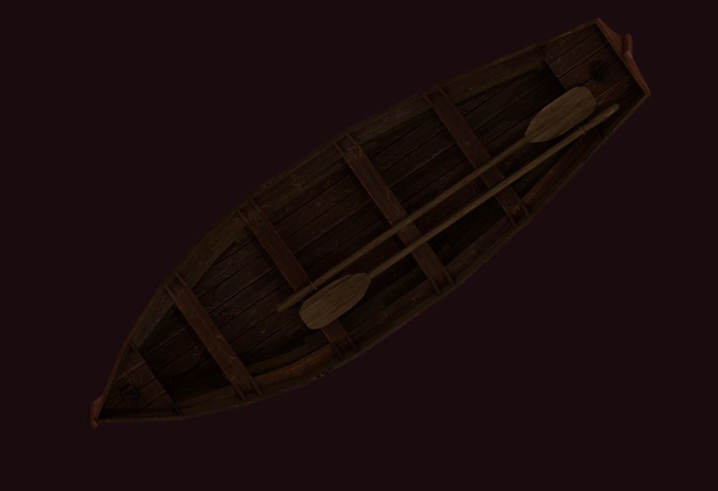 Rowboat wooden boat Low-poly 3D model_26