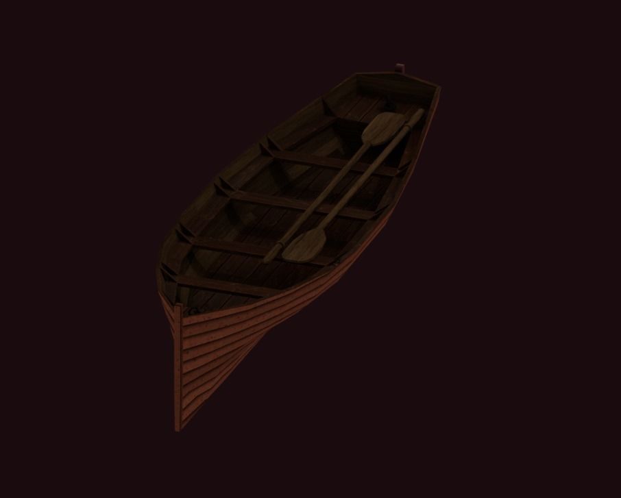 Rowboat wooden boat Low-poly 3D model_25