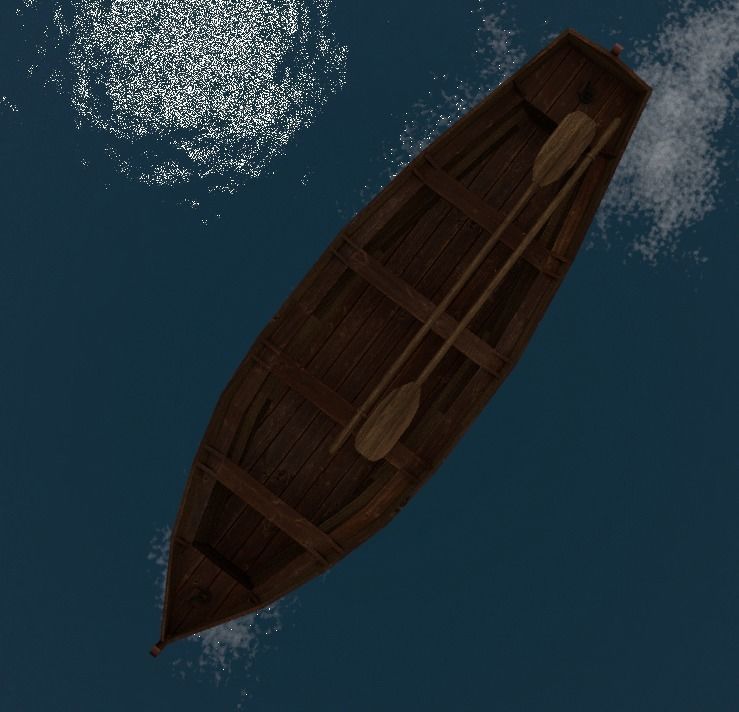 Rowboat wooden boat Low-poly 3D model_11