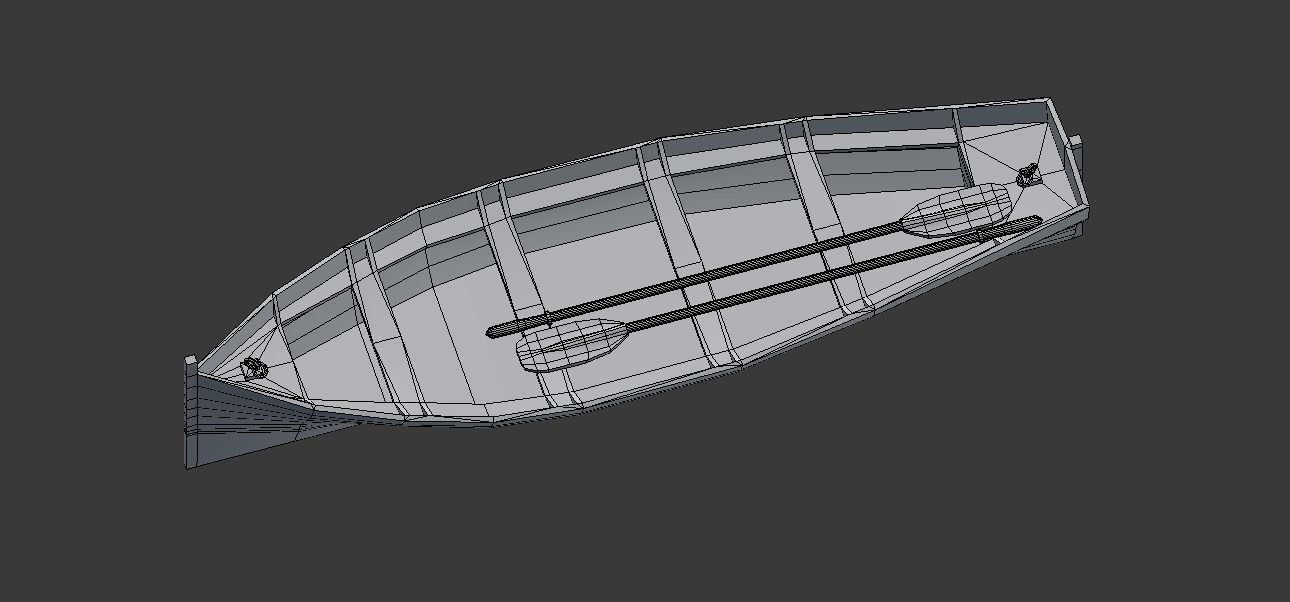 Rowboat wooden boat Low-poly 3D model_30