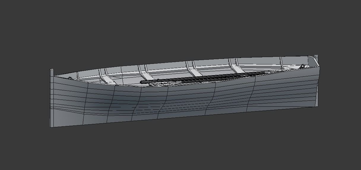 Rowboat wooden boat Low-poly 3D model_29