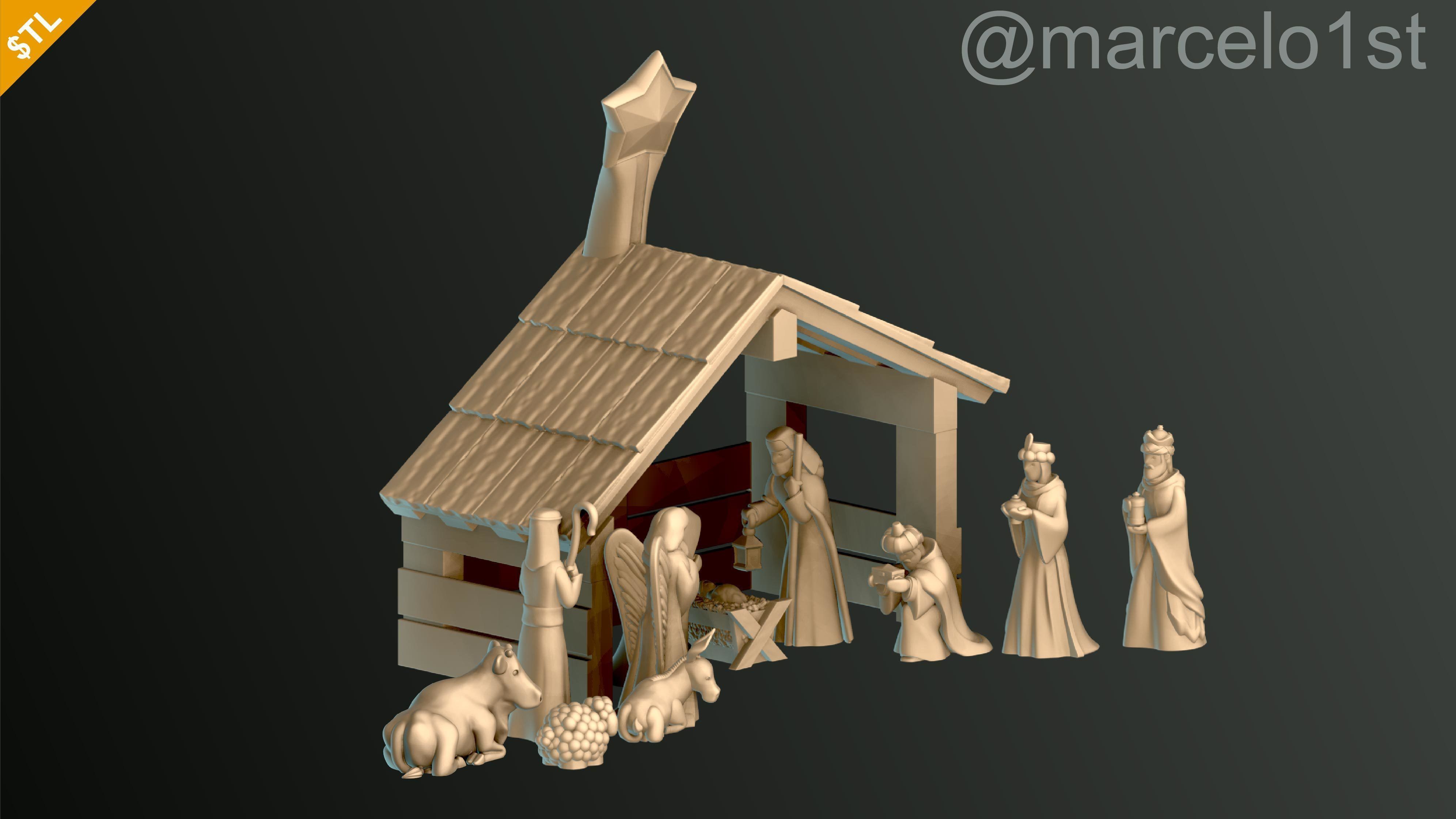 Birth of Jesus or Manger Scene or Presepio or Christmas Crib 3D print model_1