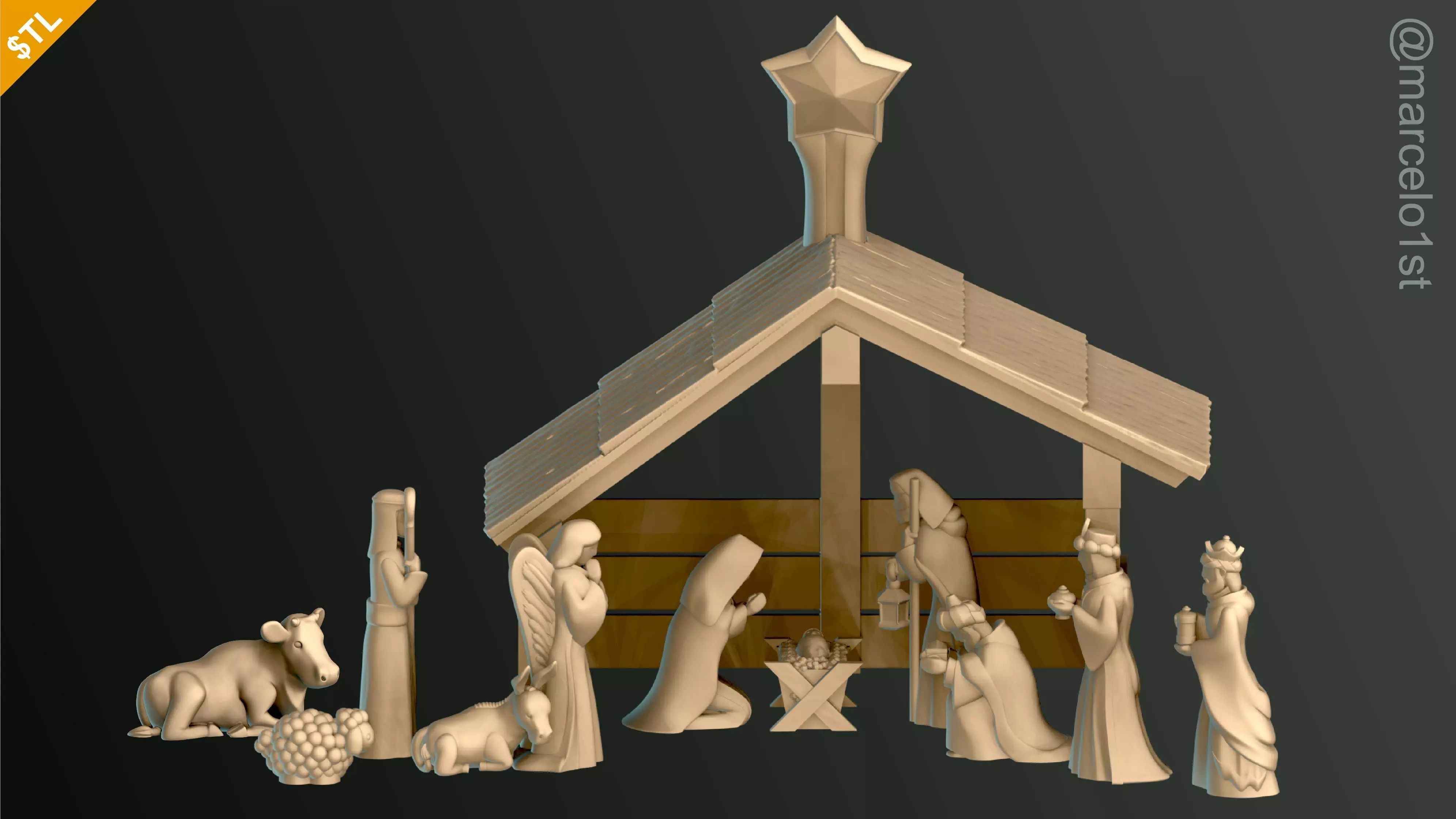 Birth of Jesus or Manger Scene or Presepio or Christmas Crib 3D print model_0