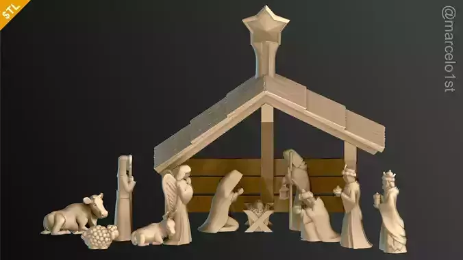 Birth of Jesus or Manger Scene or Presepio or Christmas Crib 3D print model