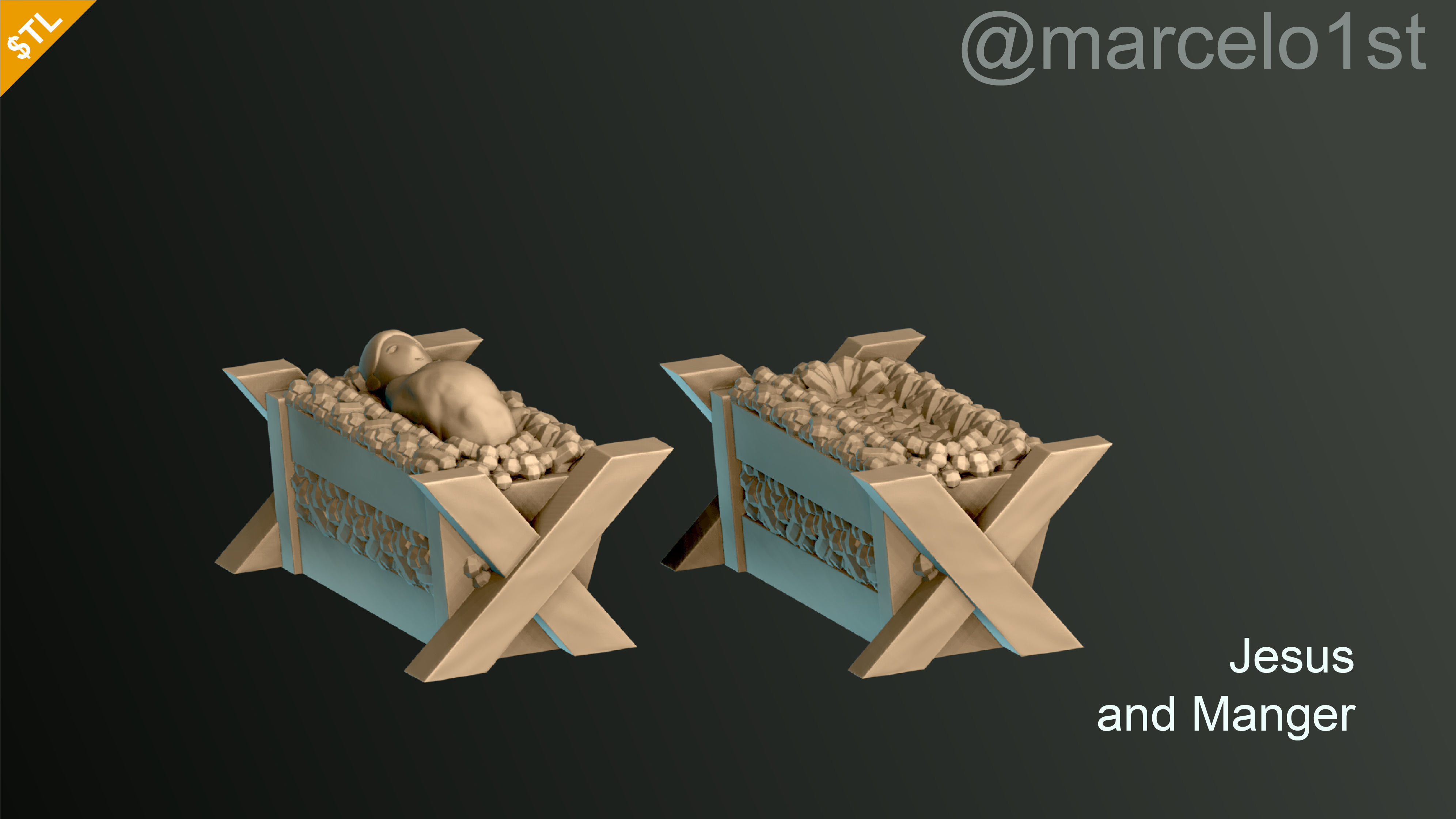 Birth of Jesus or Manger Scene or Presepio or Christmas Crib 3D print model_10