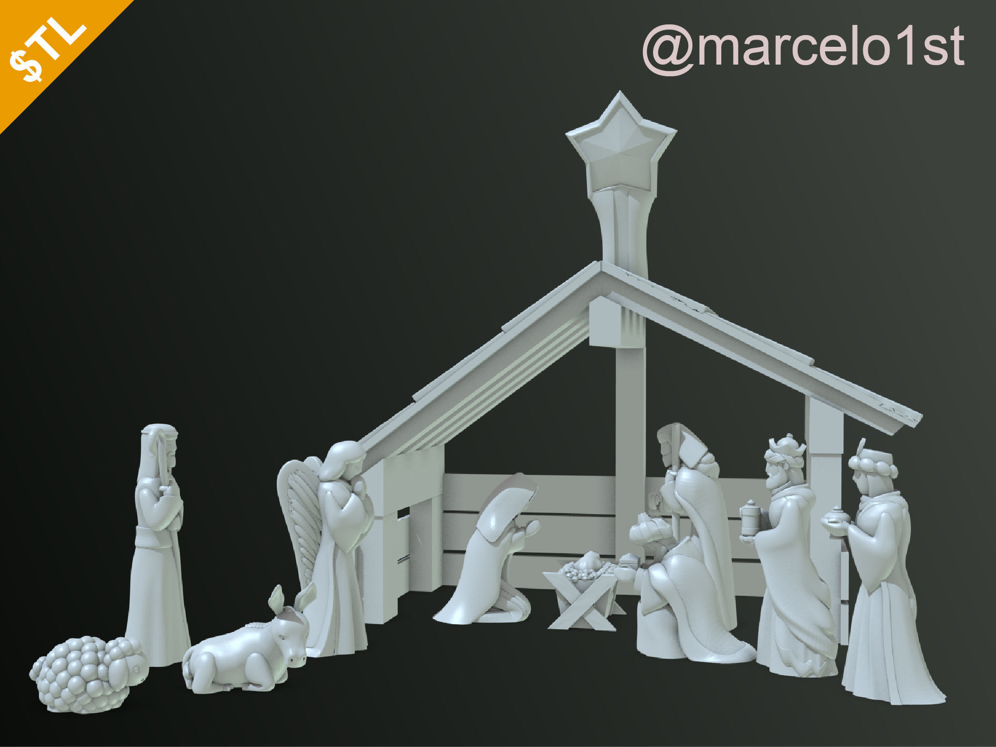 Birth of Jesus or Manger Scene or Presepio or Christmas Crib 3D print model_32