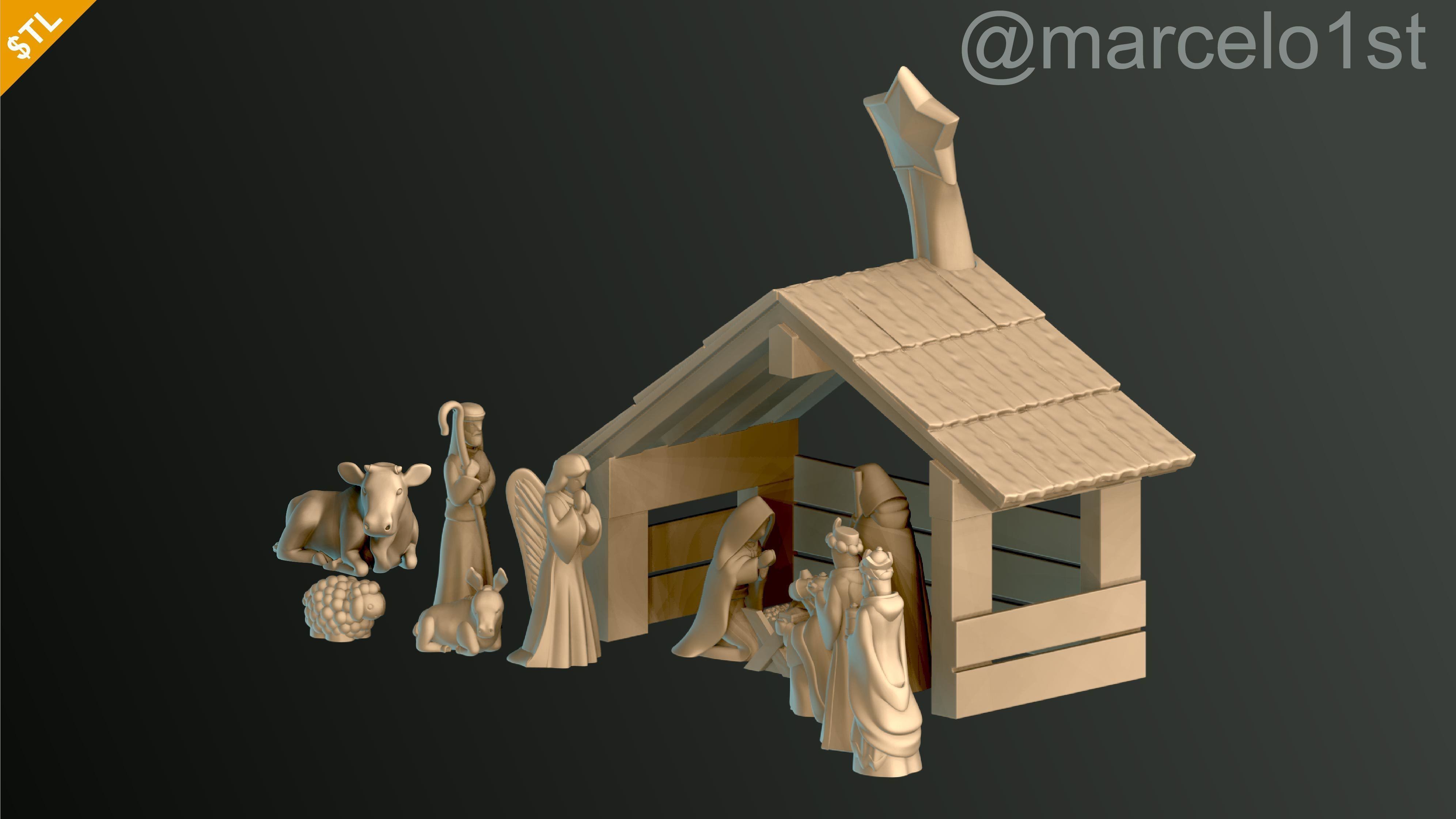 Birth of Jesus or Manger Scene or Presepio or Christmas Crib 3D print model_2