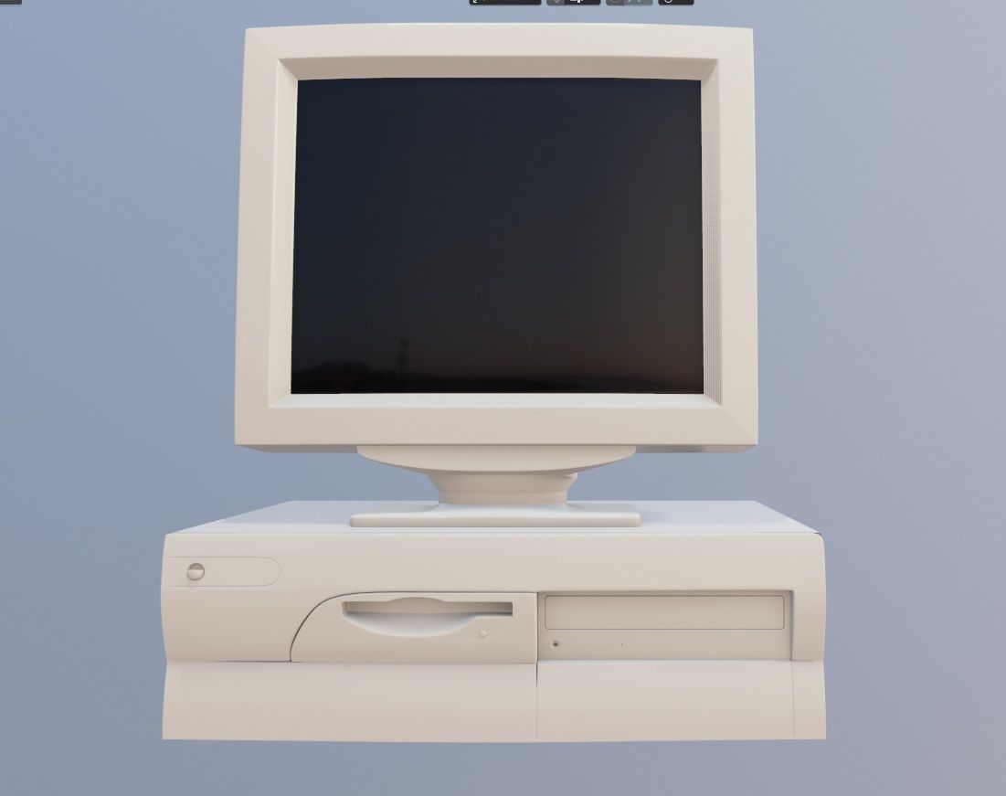 Old desktop pc and monitor Low-poly 3D model_2