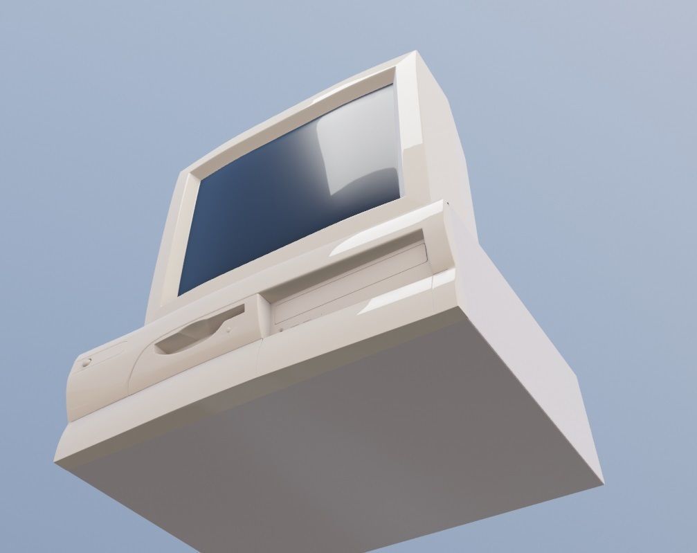 Old desktop pc and monitor Low-poly 3D model_10