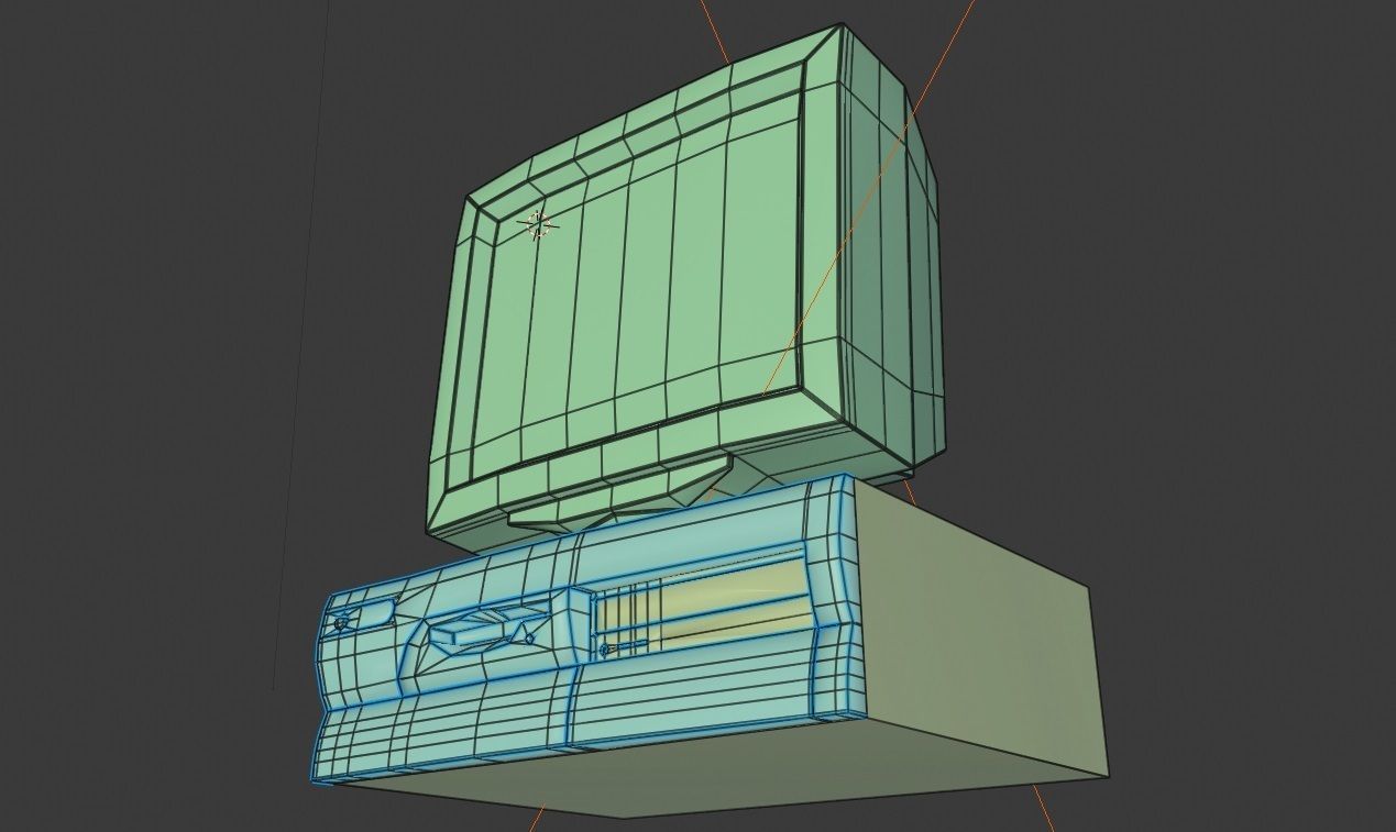 Old desktop pc and monitor Low-poly 3D model_5