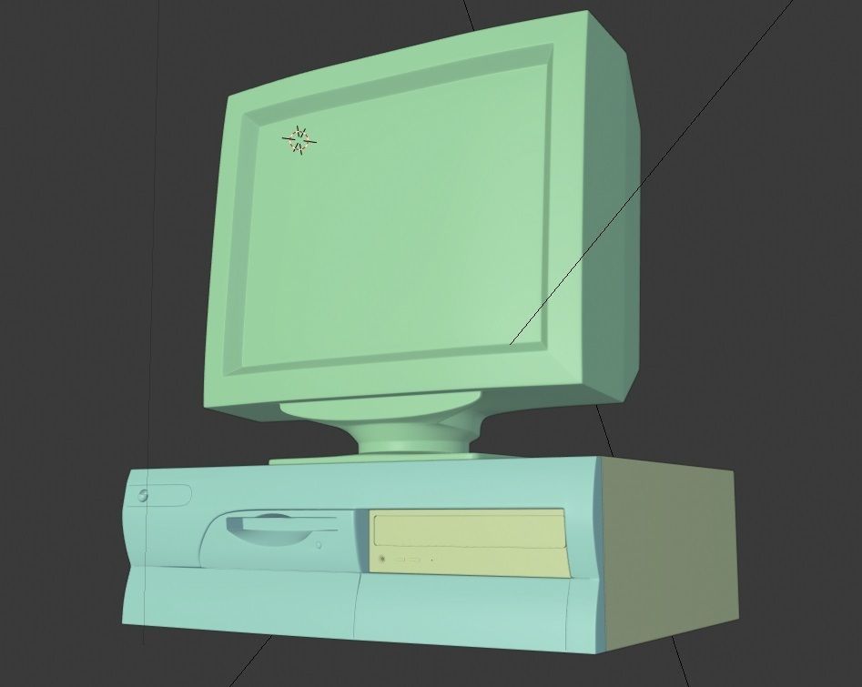 Old desktop pc and monitor Low-poly 3D model_4