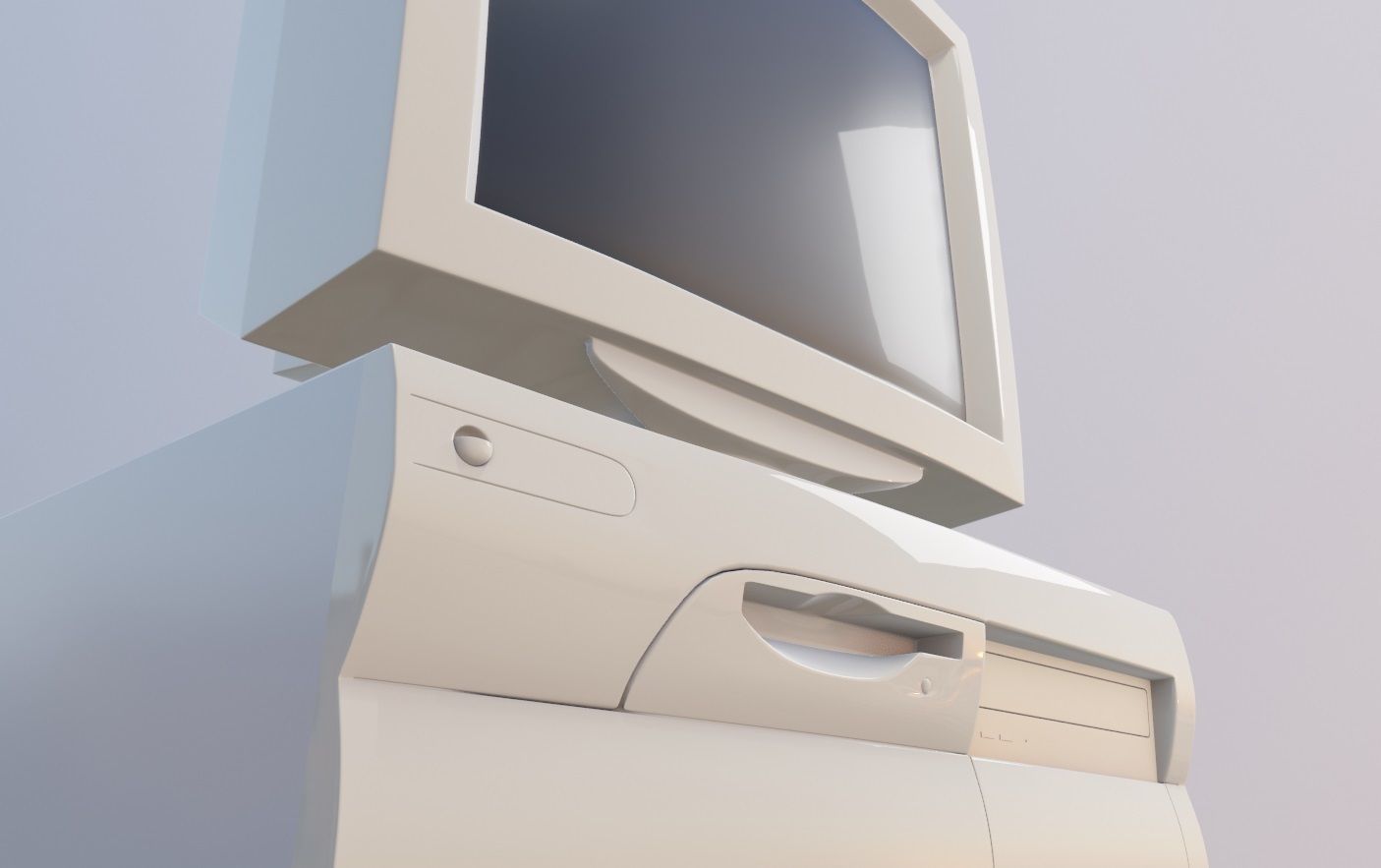 Old desktop pc and monitor Low-poly 3D model_13