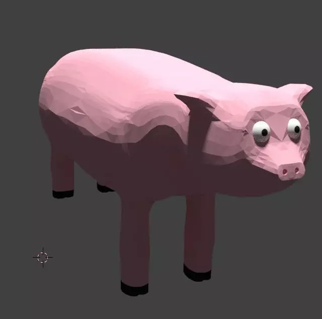 Pink pig Free low-poly 3D model_0