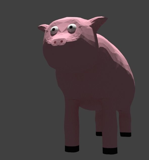 Pink pig Free low-poly 3D model_2