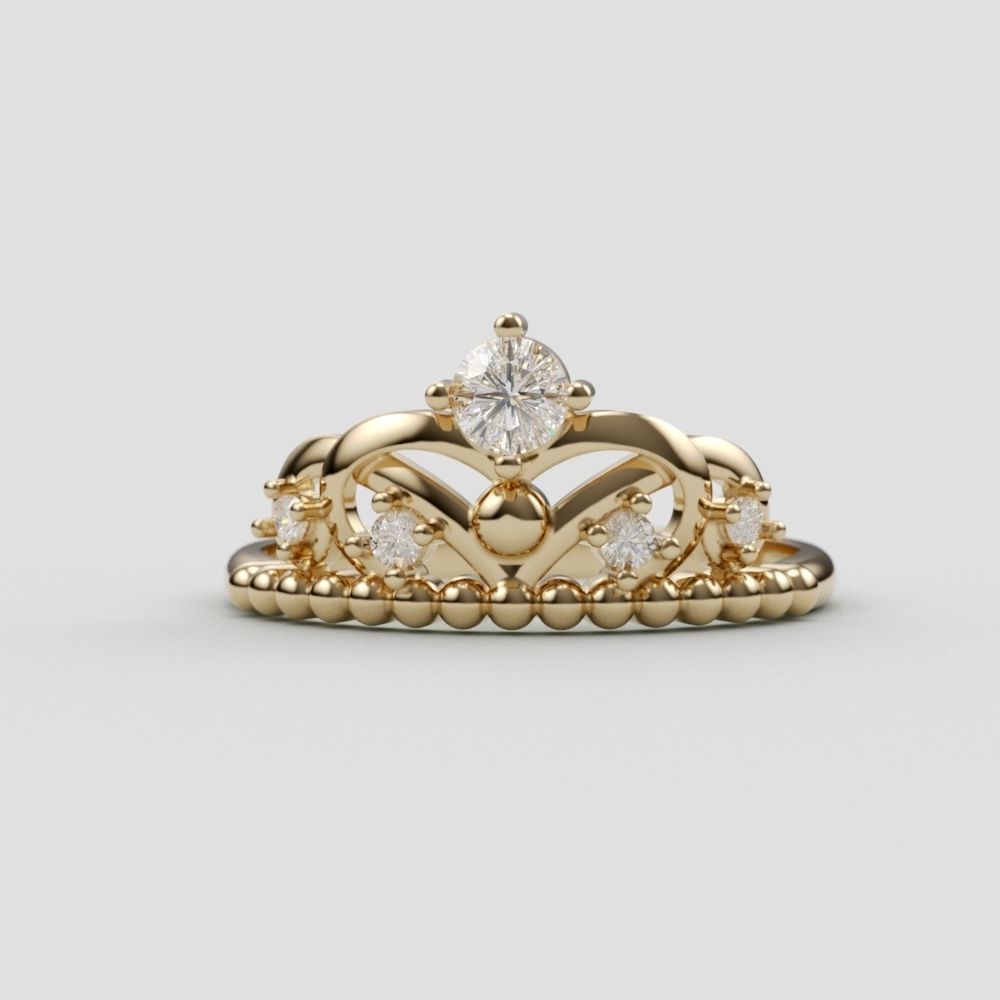 Women ring crown diamonds 3dm stl  3D print model_11