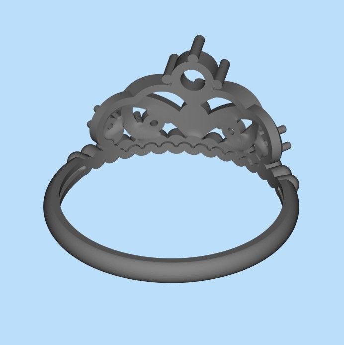 Women ring crown diamonds 3dm stl  3D print model_31