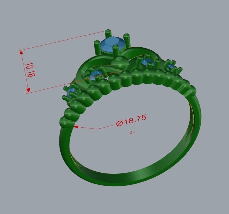 Women ring crown diamonds 3dm stl  3D print model_25