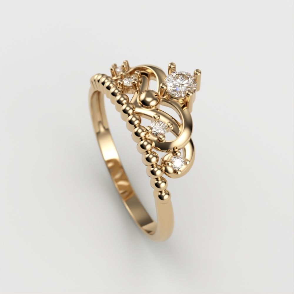 Women ring crown diamonds 3dm stl  3D print model_4