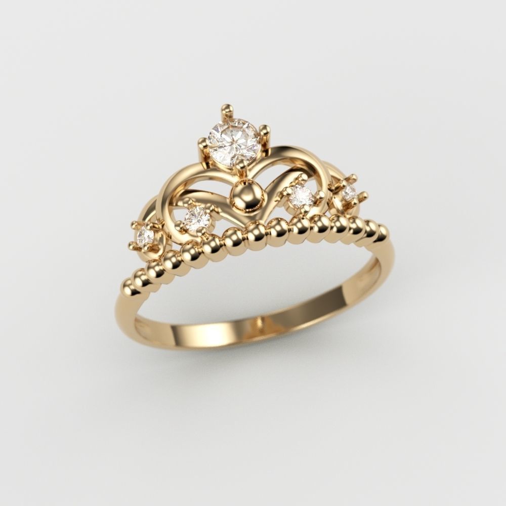 Women ring crown diamonds 3dm stl  3D print model_1