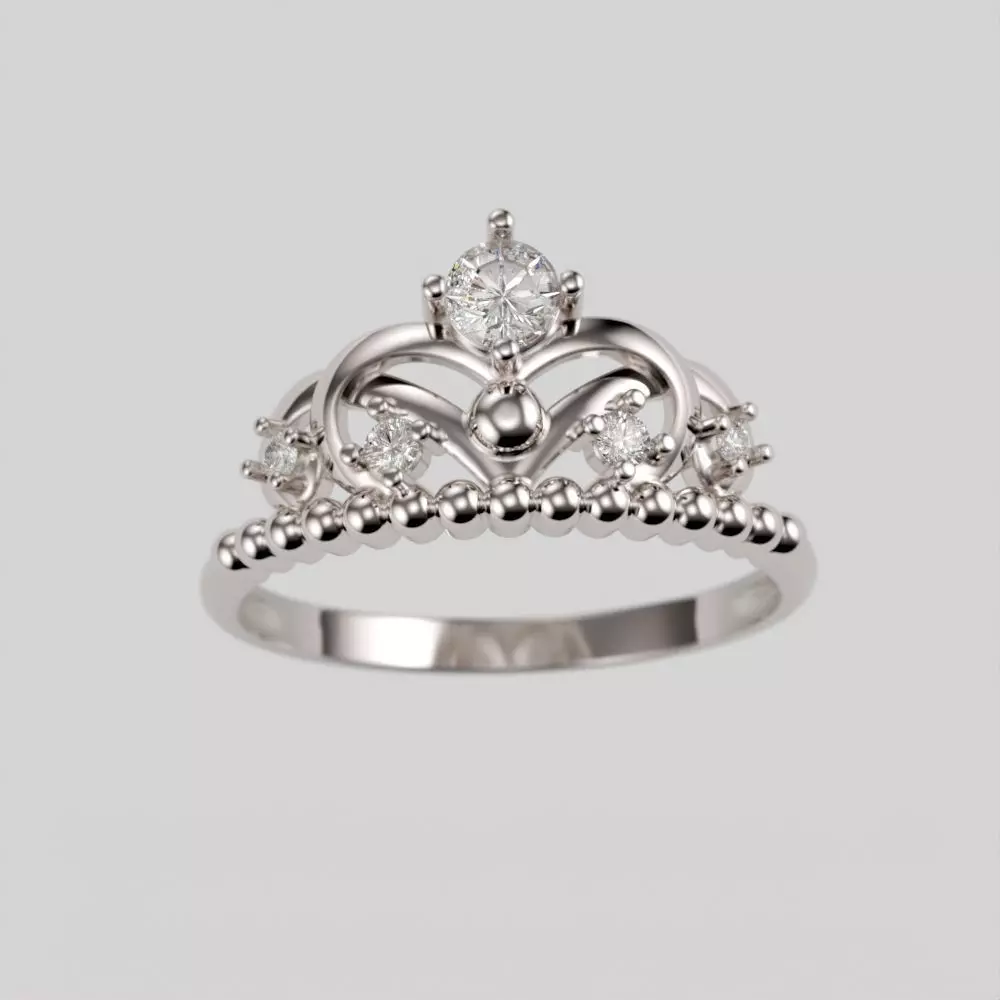 Women ring crown diamonds 3dm stl  3D print model_0