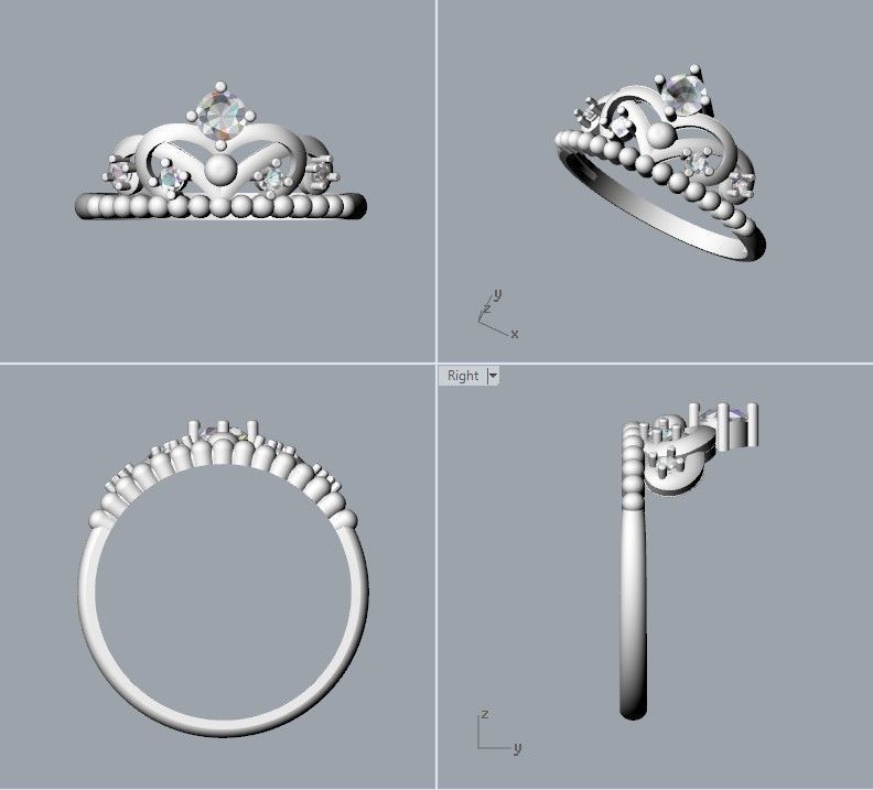 Women ring crown diamonds 3dm stl  3D print model_24