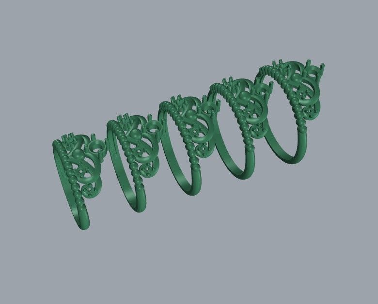 Women ring crown diamonds 3dm stl  3D print model_10