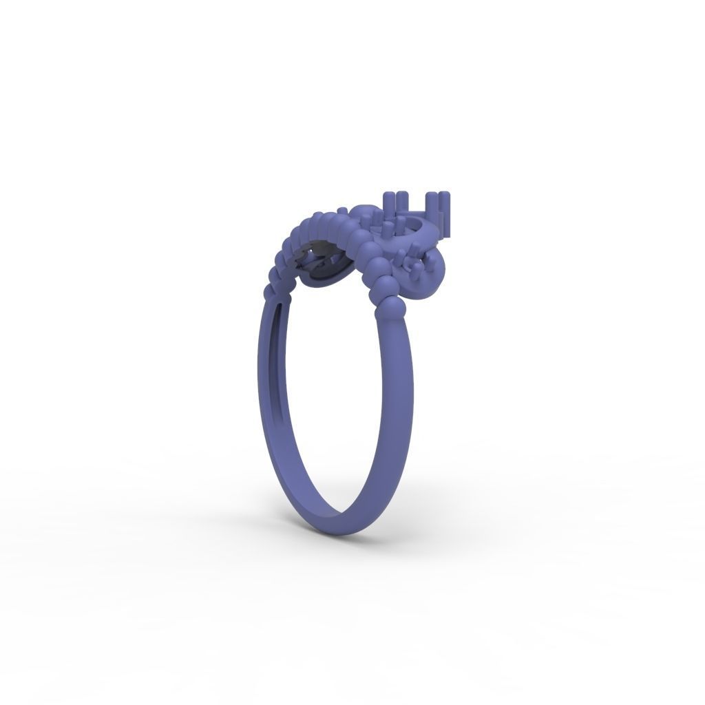 Women ring crown diamonds 3dm stl  3D print model_22