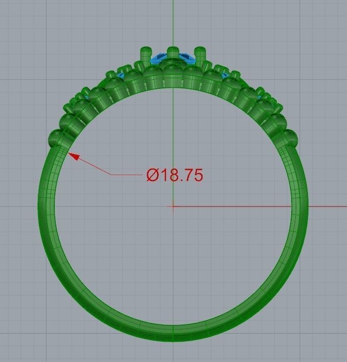 Women ring crown diamonds 3dm stl  3D print model_26