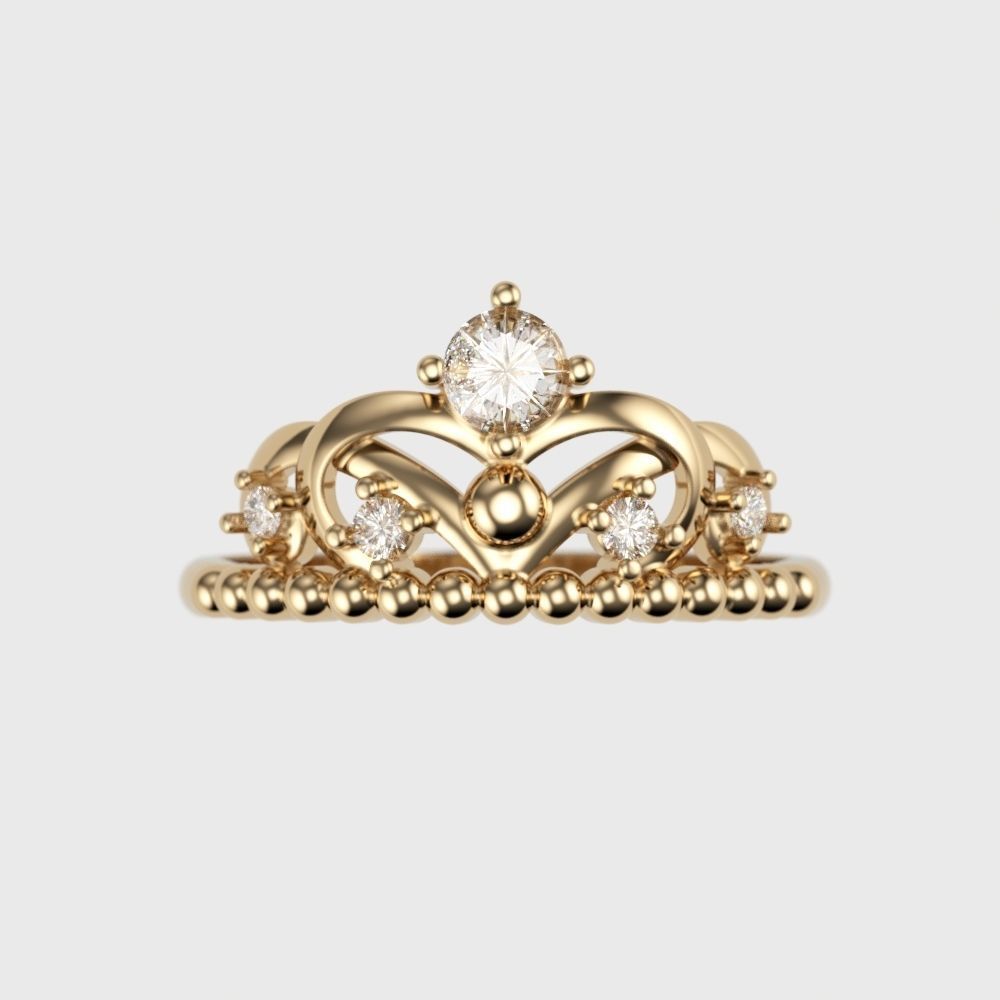 Women ring crown diamonds 3dm stl  3D print model_3