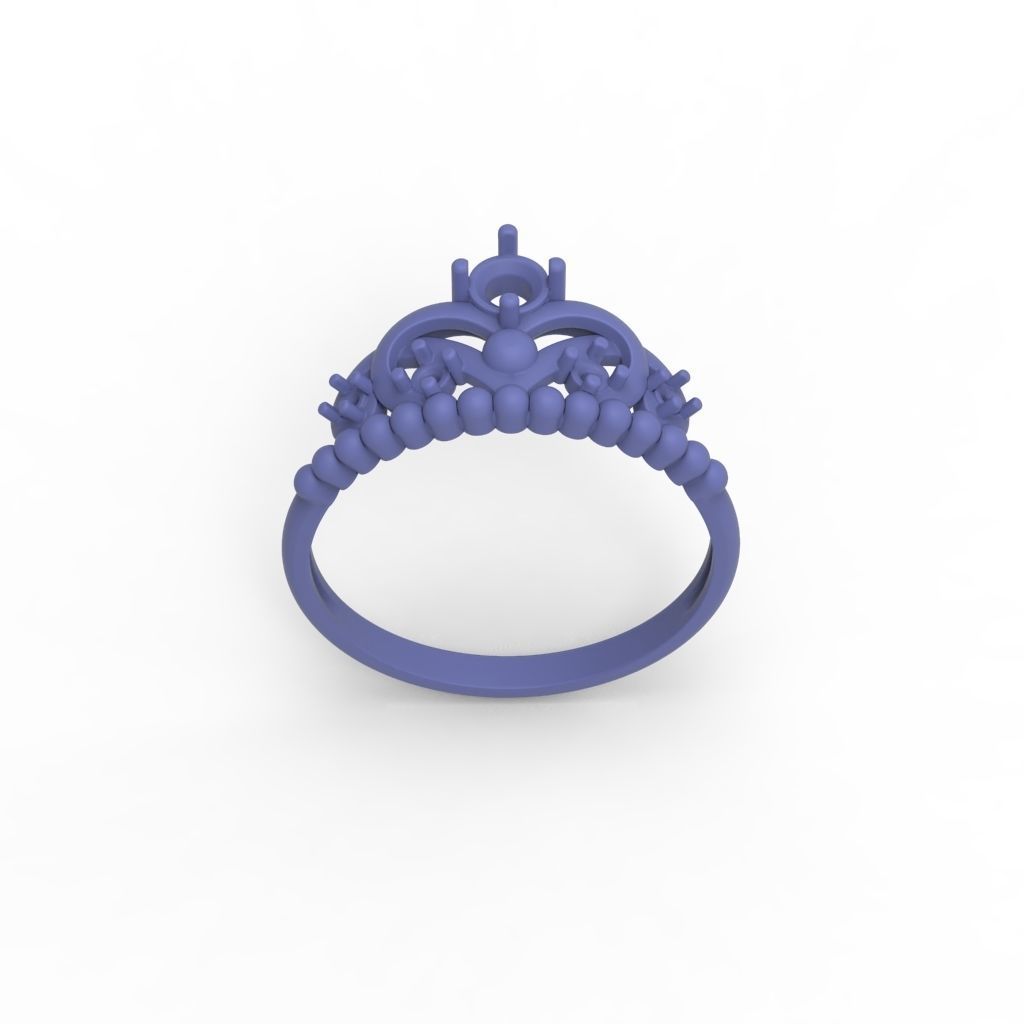 Women ring crown diamonds 3dm stl  3D print model_13