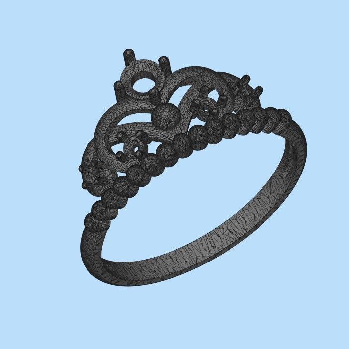 Women ring crown diamonds 3dm stl  3D print model_33