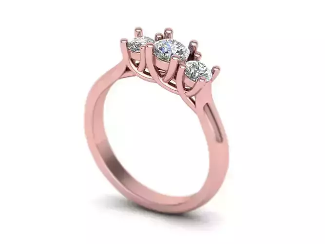 Three Stone Engagement Ring printable 3d model N10317 