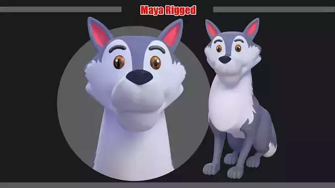 Cartoon Wolf Rigged