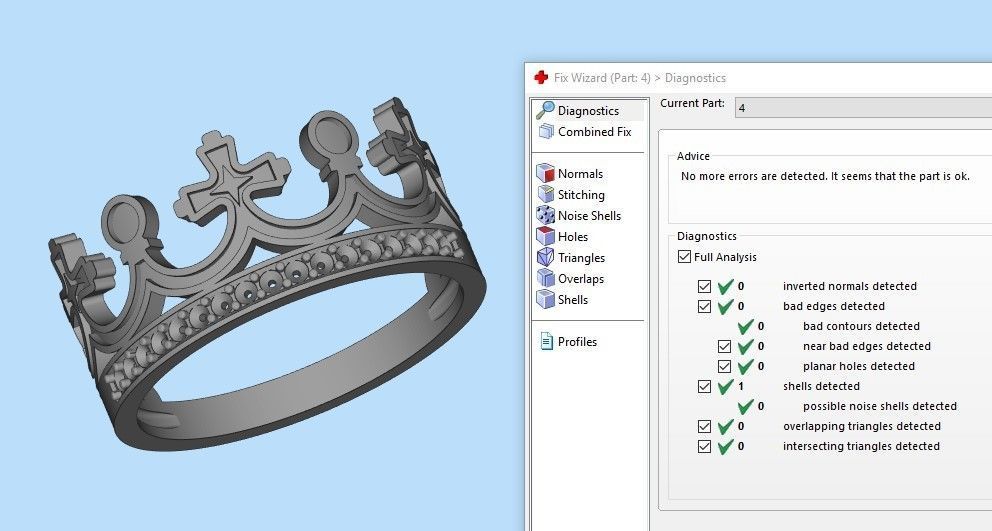 Women Crown Ring with enamel and gems CAD 3dm stl 3D print model_5