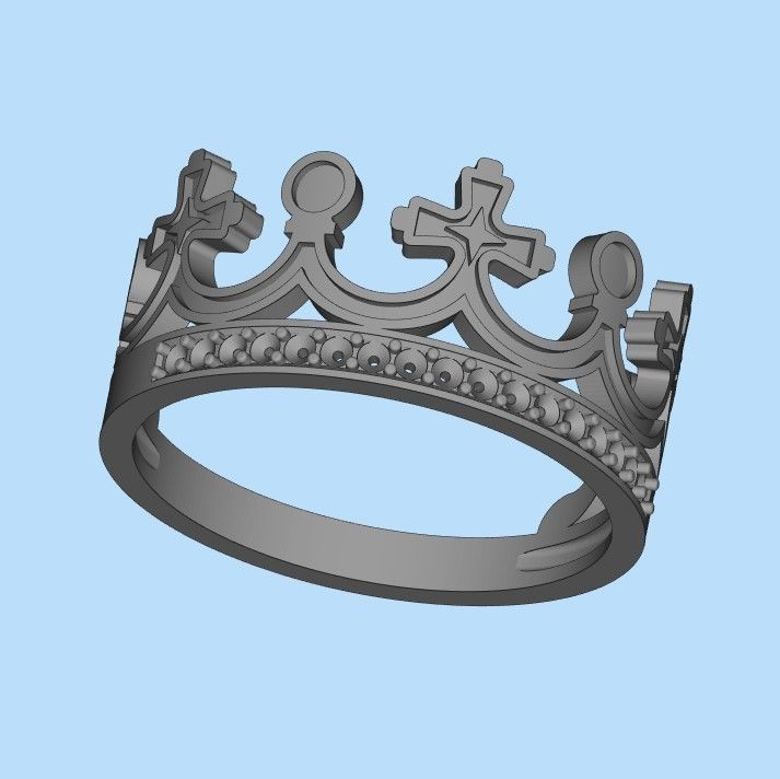 Women Crown Ring with enamel and gems CAD 3dm stl 3D print model_27
