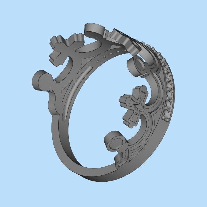 Women Crown Ring with enamel and gems CAD 3dm stl 3D print model_28