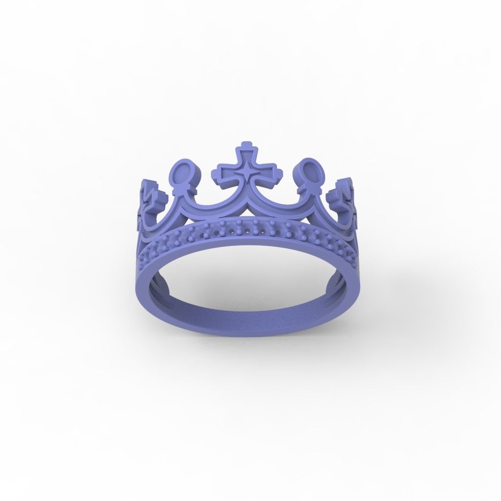 Women Crown Ring with enamel and gems CAD 3dm stl 3D print model_17