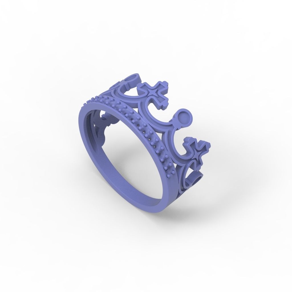 Women Crown Ring with enamel and gems CAD 3dm stl 3D print model_20
