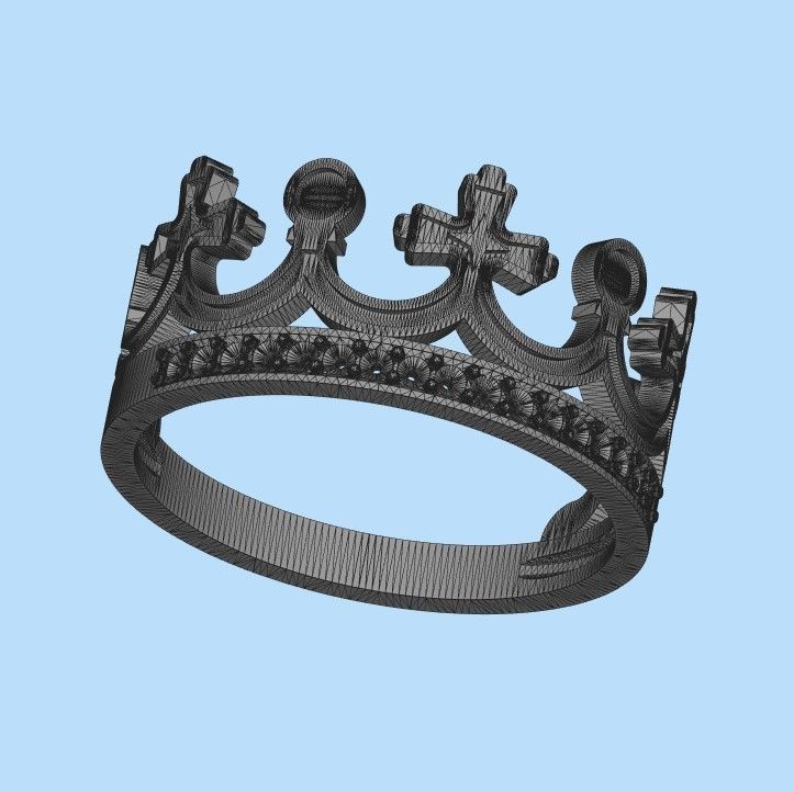 Women Crown Ring with enamel and gems CAD 3dm stl 3D print model_30