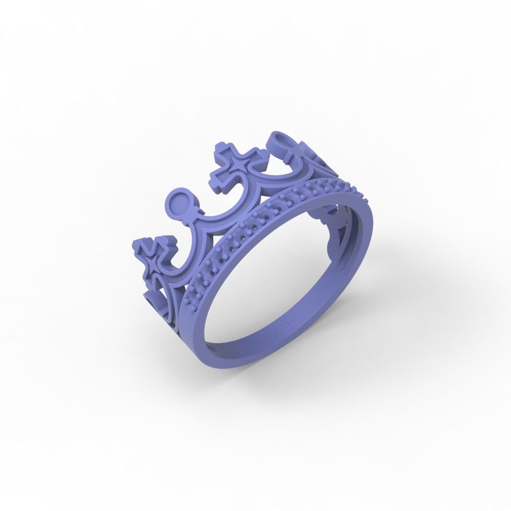 Women Crown Ring with enamel and gems CAD 3dm stl 3D print model_16