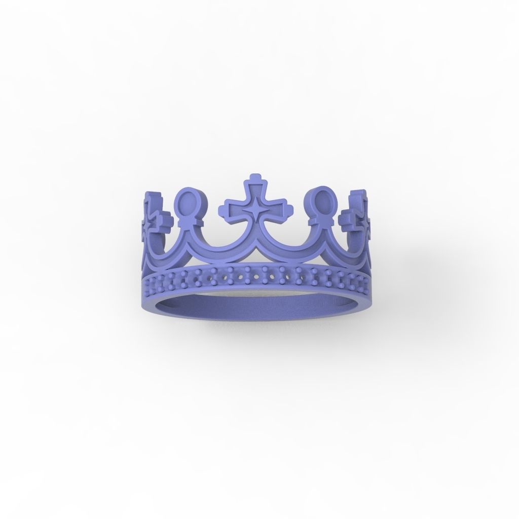 Women Crown Ring with enamel and gems CAD 3dm stl 3D print model_18