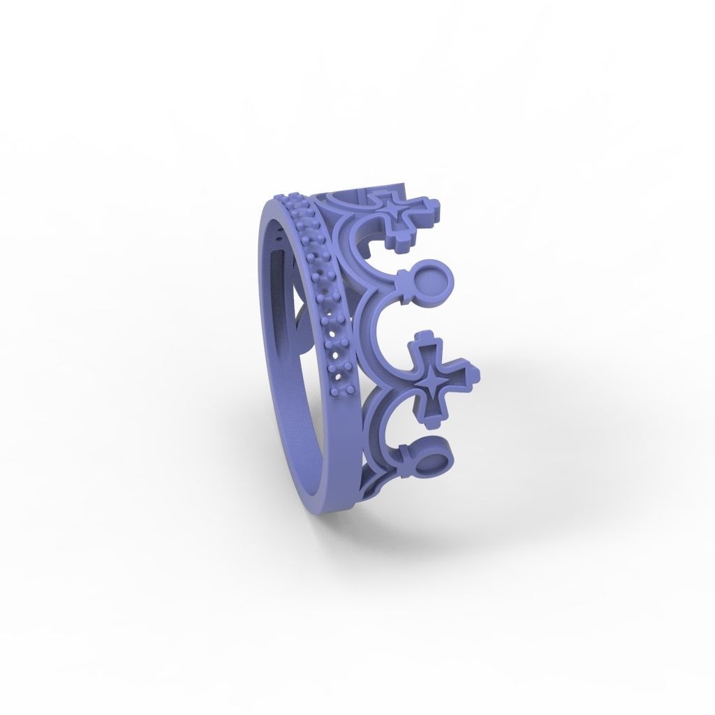 Women Crown Ring with enamel and gems CAD 3dm stl 3D print model_21