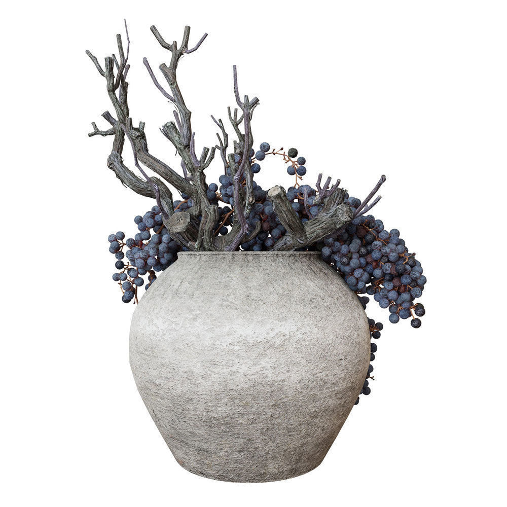 Decor dry grape in ceramic vase 3D model_7