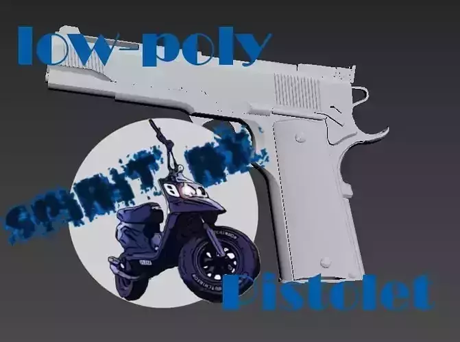 pistolet low-poly gun Low-poly 3D model