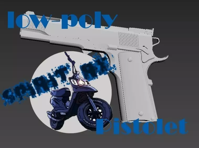 pistolet low-poly gun Low-poly 3D model_0