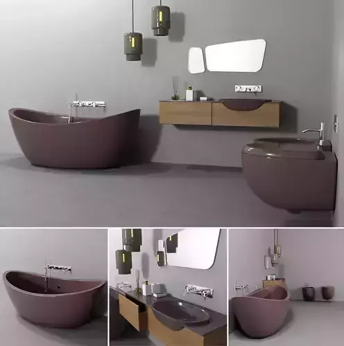 Bathroom furniture set gold