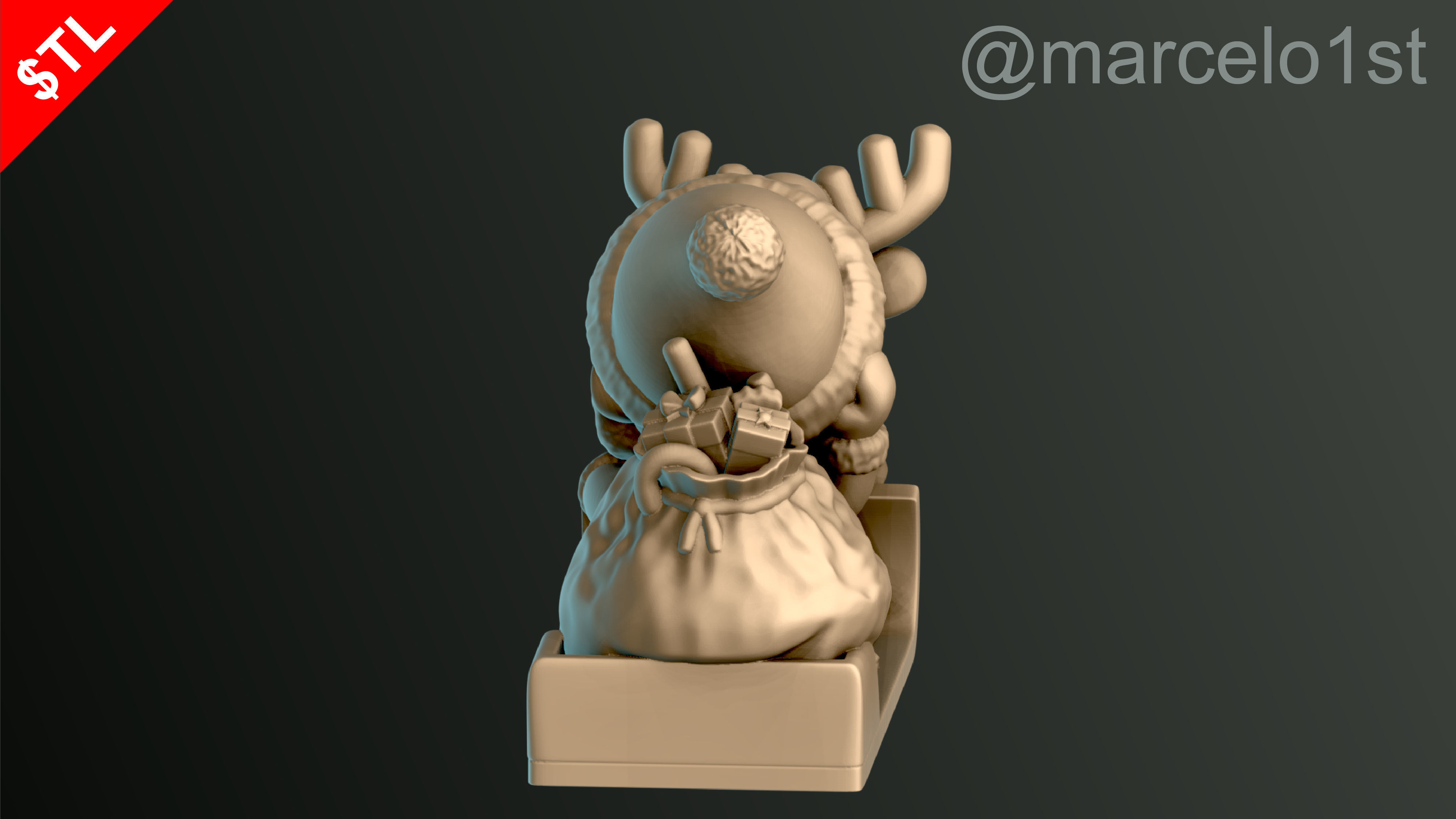 Santa Claus in Sleigh 3D print model_6