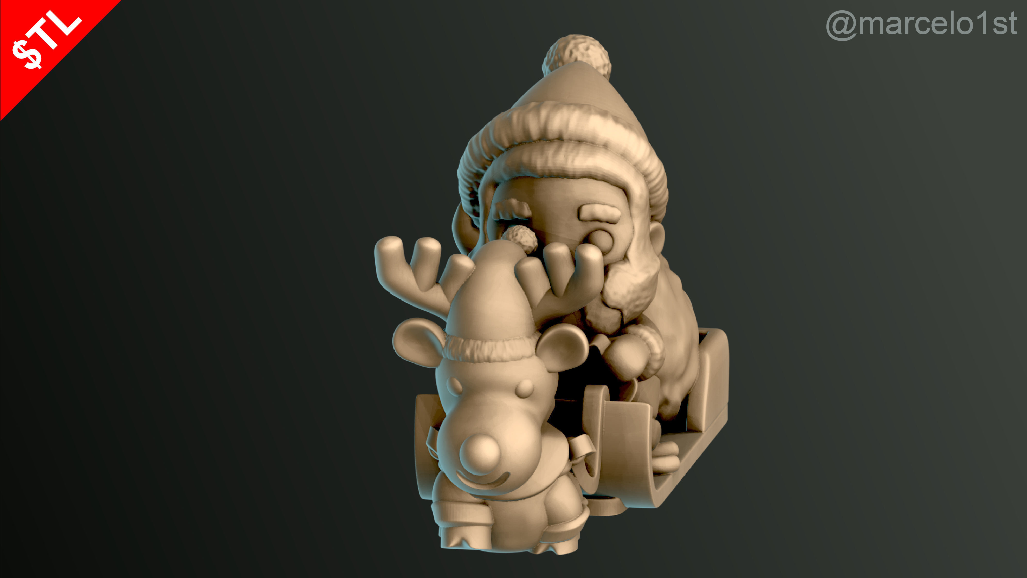 Santa Claus in Sleigh 3D print model_11