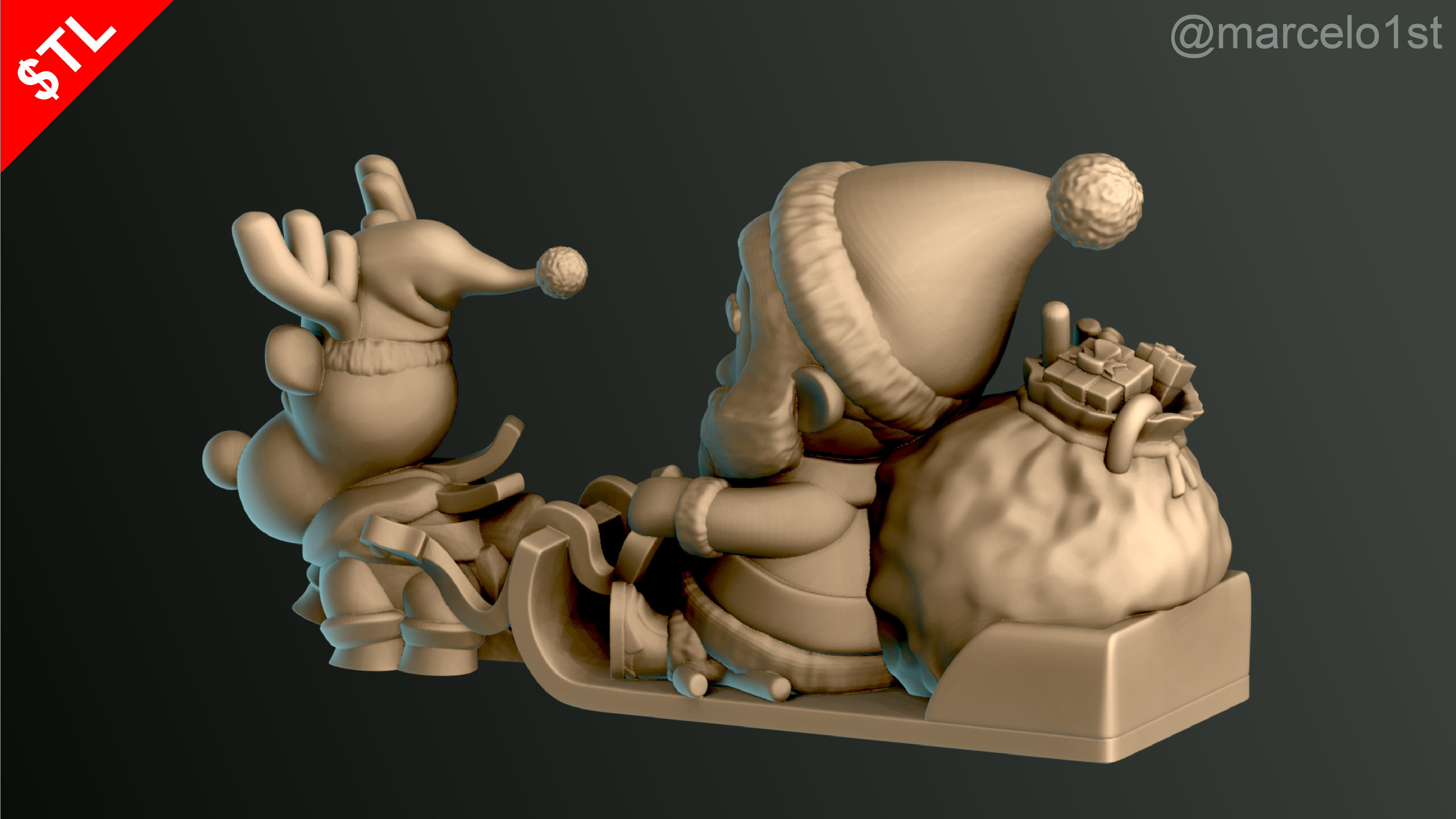 Santa Claus in Sleigh 3D print model_8