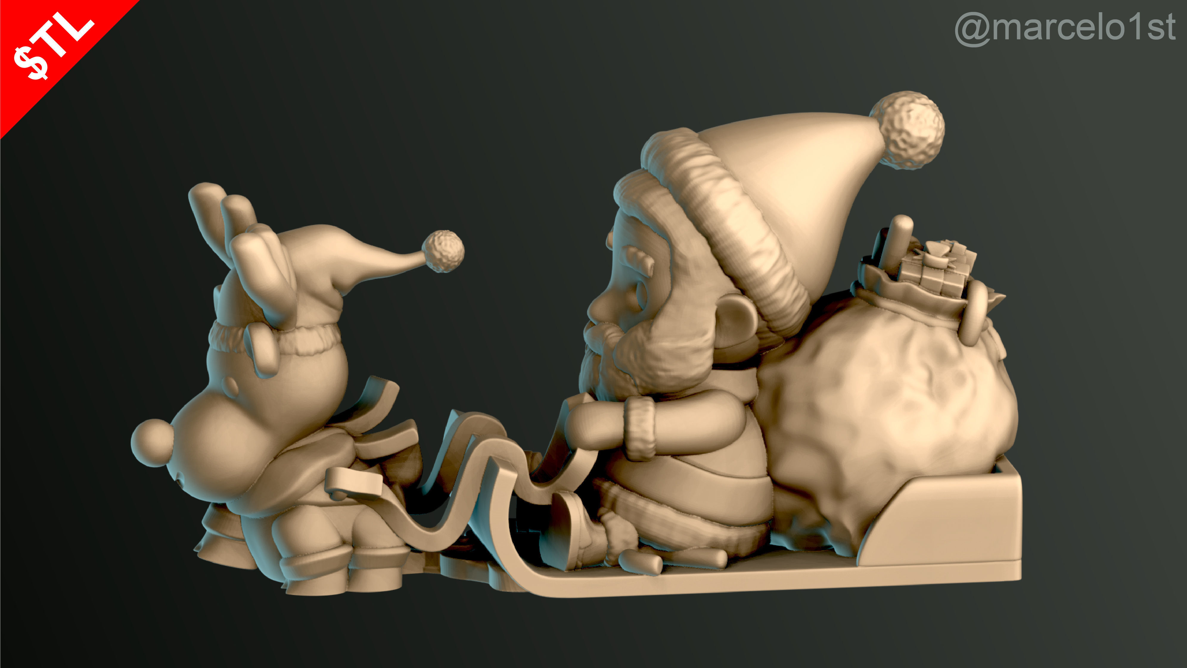 Santa Claus in Sleigh 3D print model_9